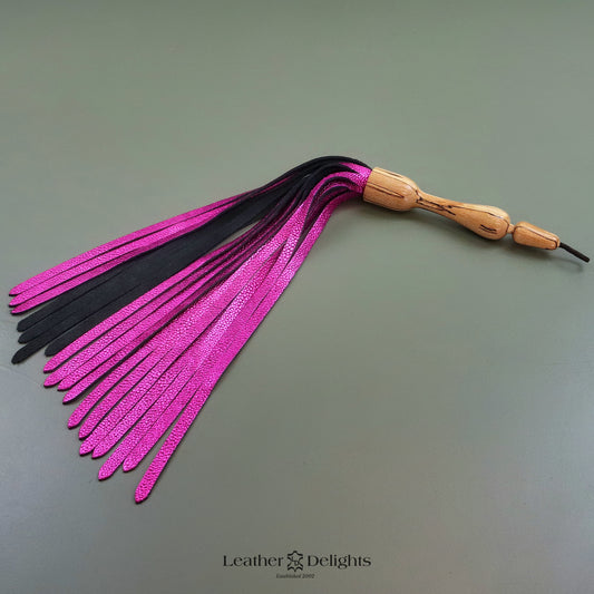 Soft Textured Metallic Pink Leather Flogger