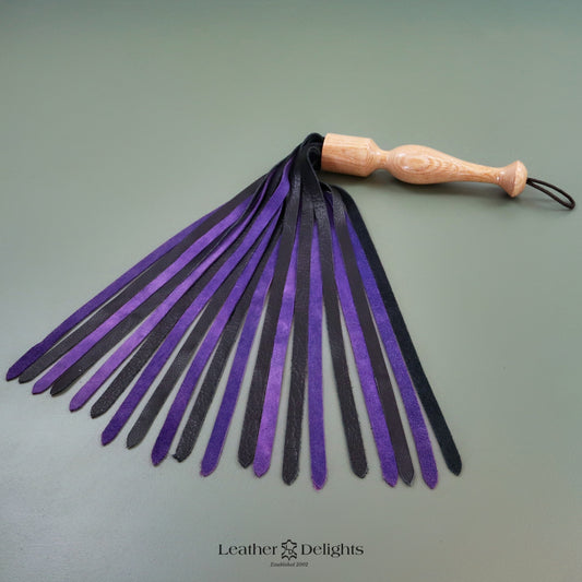 Soft Black Leather & Purple Suede Flogger