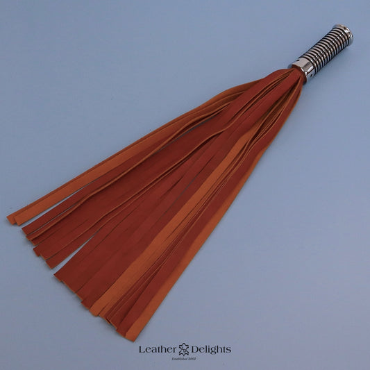 Tan Leather Flogger with Silver Handle