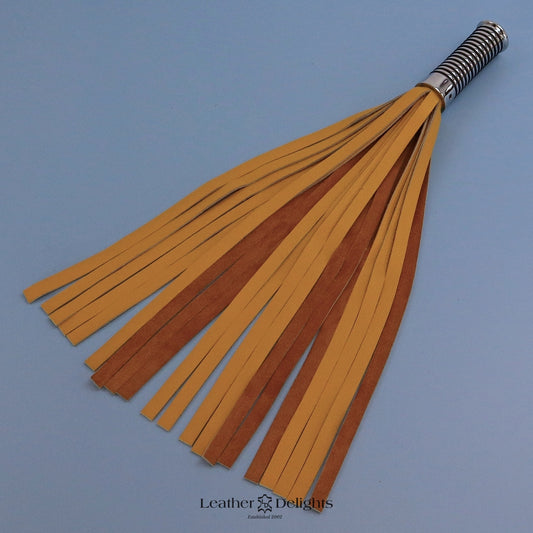 Mustard Leather Flogger with Silver Handle