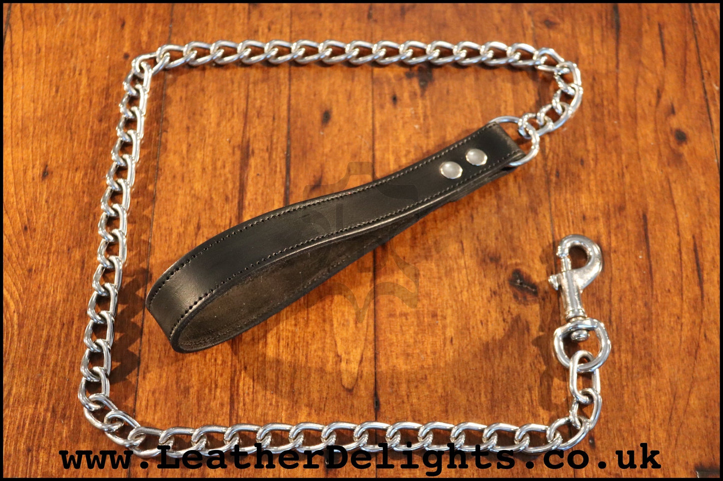Chain Lead with Leather Handle - Leather Delights